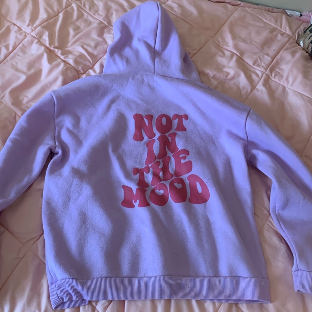 not in the mood bubbly lilac hoodie